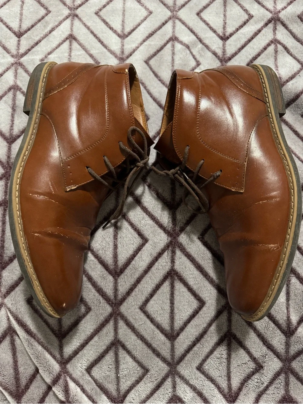 Nunn Bush Chestnut Brown Leather-like Chukka Boots